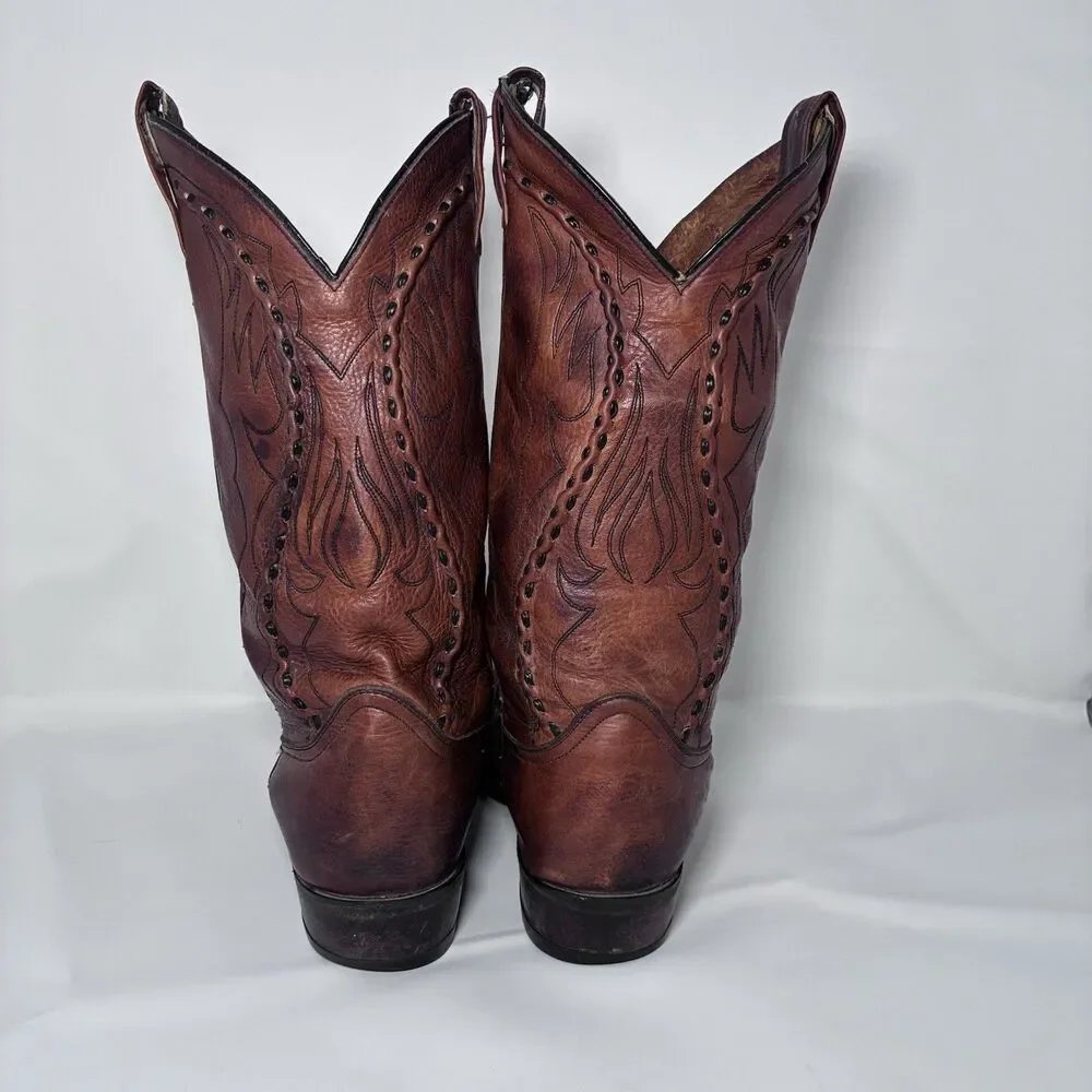 Dan Post Mens Size 9EW DP26644 VTG Phoenix Brown Leather Western Cowboy Boots